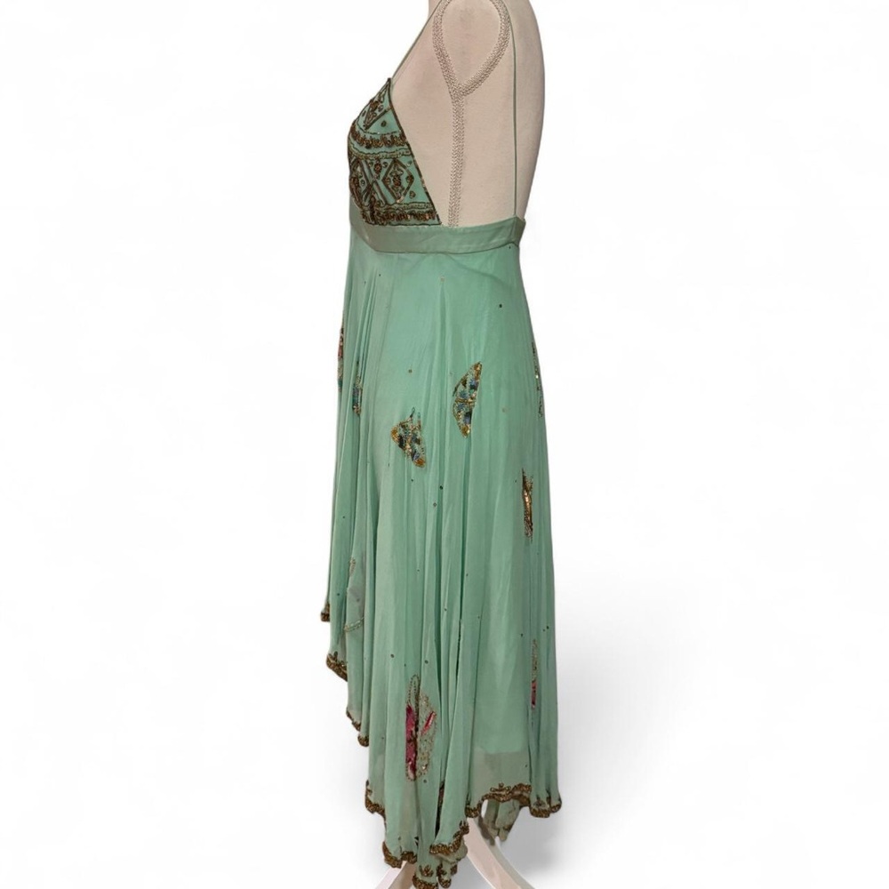 SILK Mint Green Embellished Spaghetti Strap Dress - Matthew Williamson - Picture 4 of 5